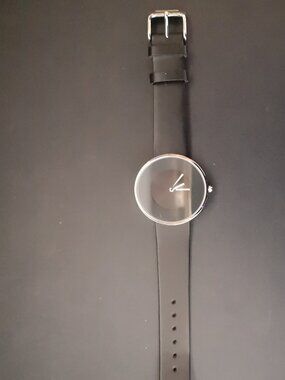 Lambretta Cielo Watch w/ Black Dial & Black Leather Strap Silver Tone Hardware